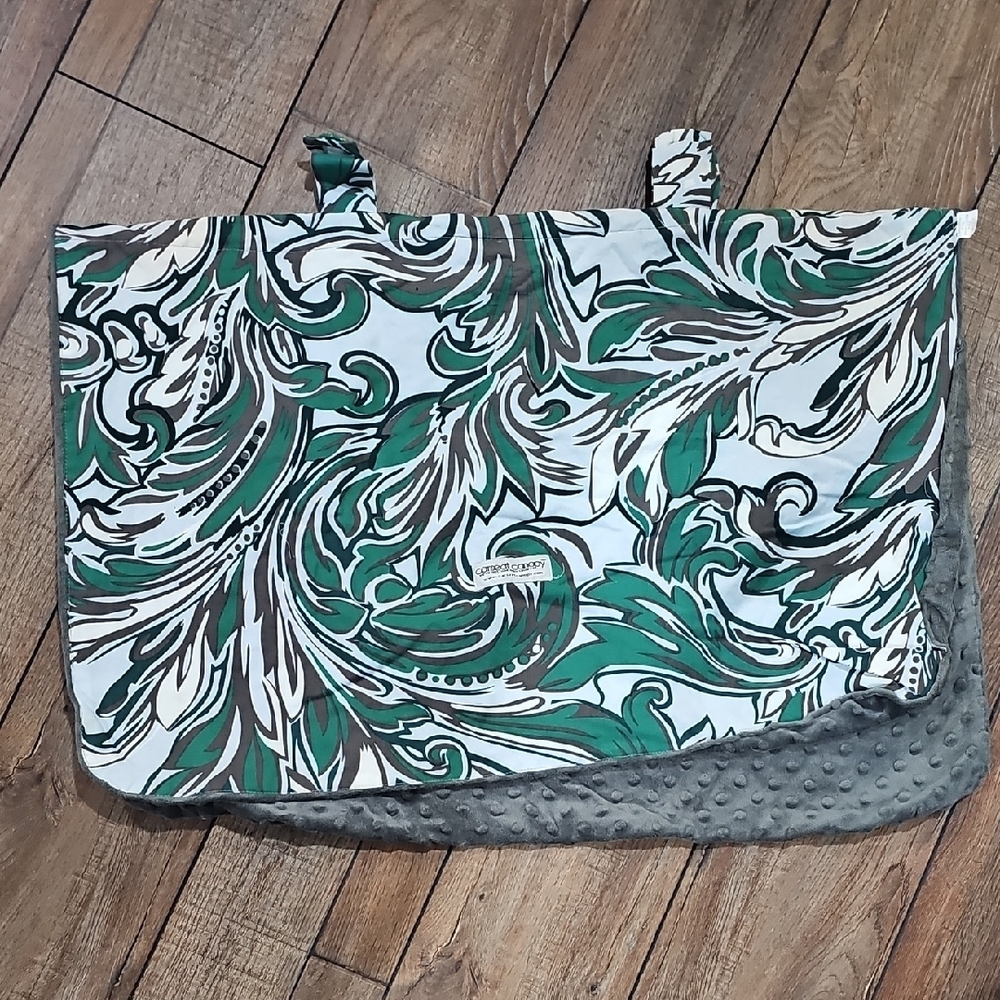 Carseat Canopy Green Grey Minky Design Carseat Cover Stroller